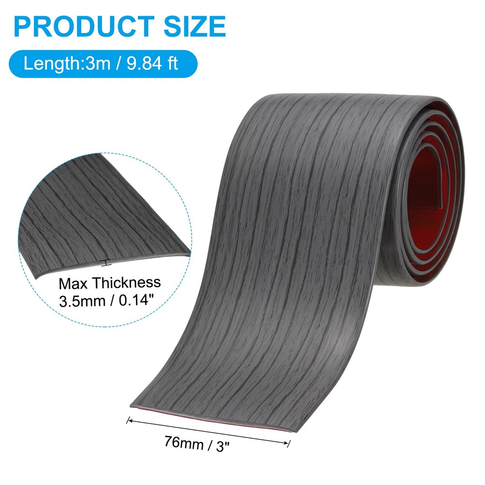 Self Adhesive Floor Transition Strip 10ftx3" Vinyl Divider Dark Gray Pattern
