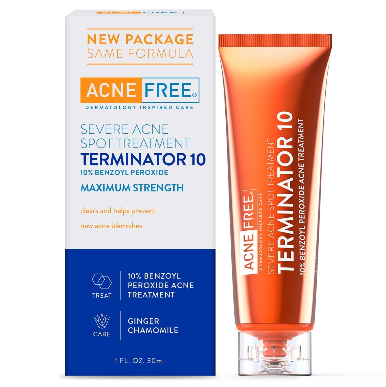 Terminator 10 Acne Spot Treatment with Benzoyl Peroxide 10% Maximum Strength 1Ct
