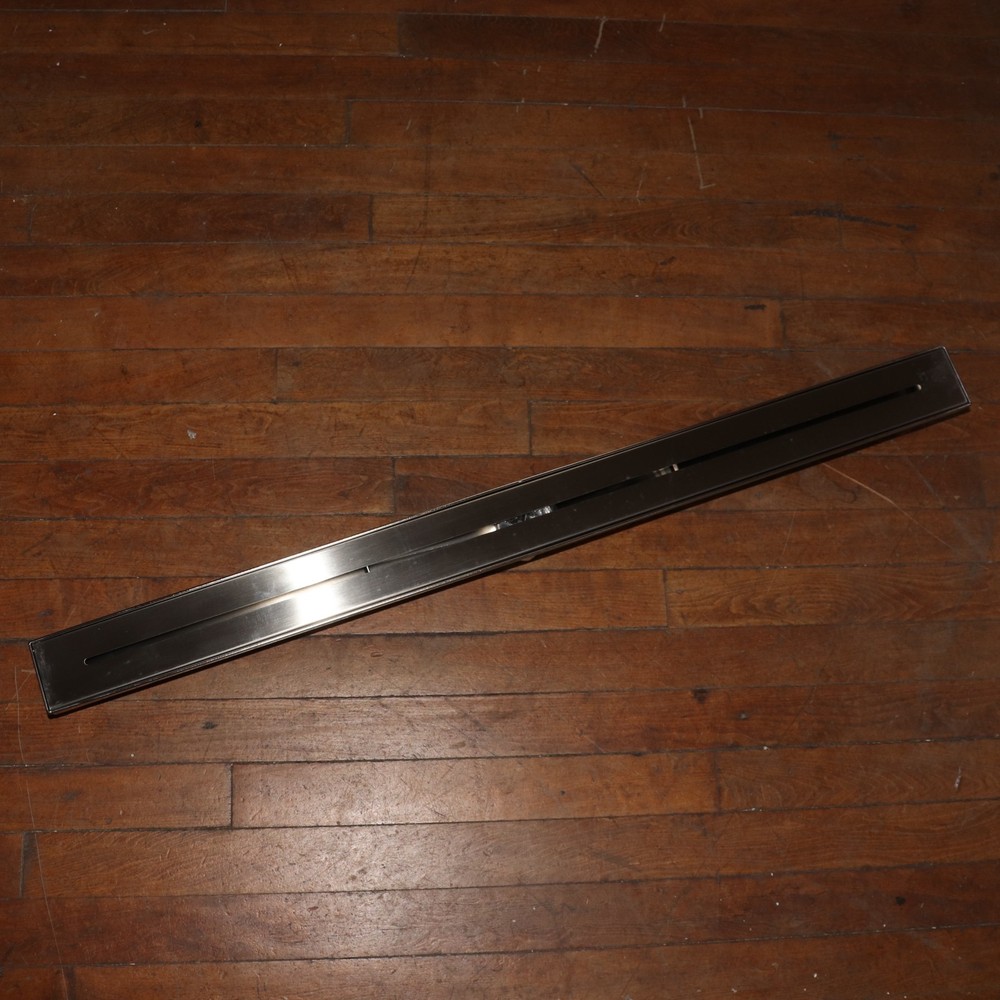 Linear Shower Drain with Square Pattern Drain Cover Brushed Nickel 36"