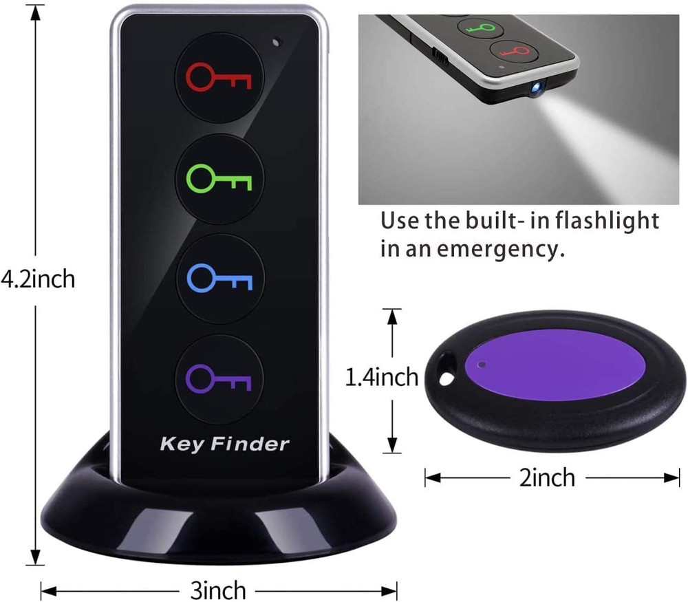 Key Finder & Wireless Tracker Set – 131Ft RF Range, 80dB+ Alert, Includes 1 Tran