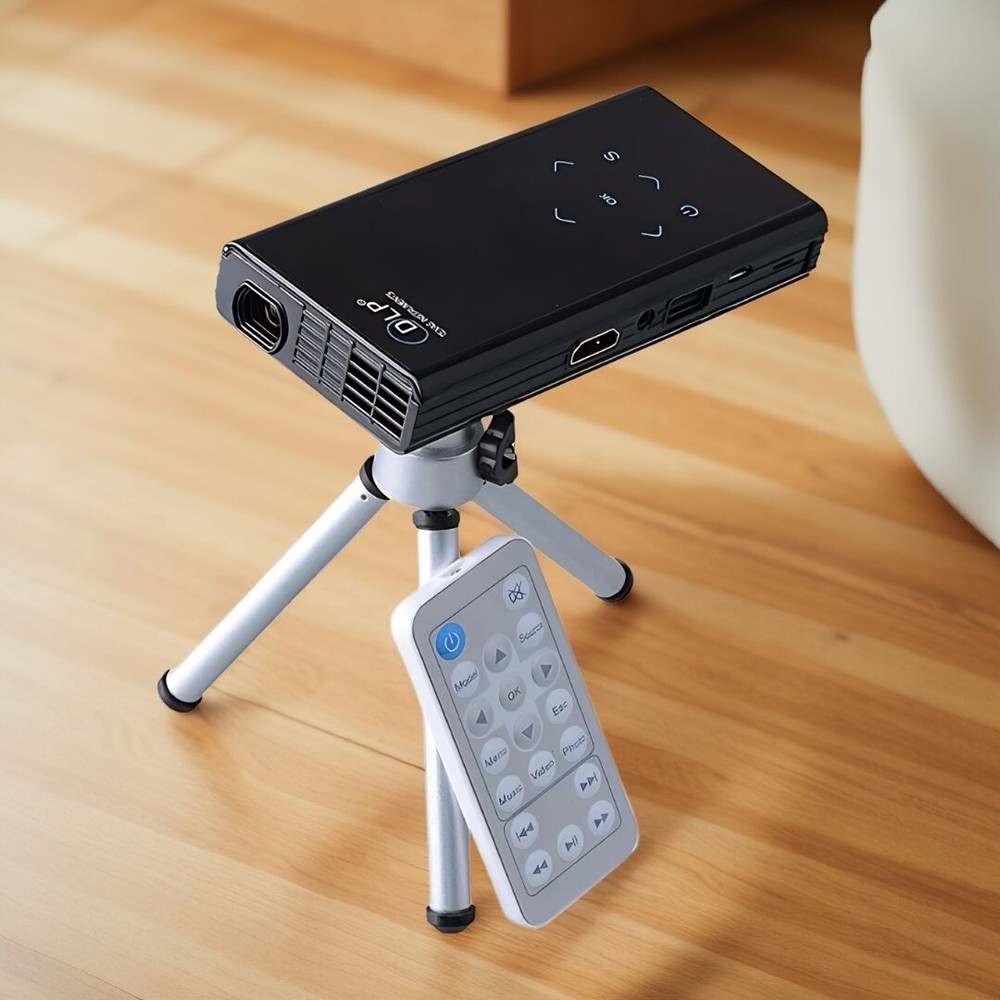 DLP E06 Android Smart Mini LED Dual Core Bluetooth Remote Projector Black NIB