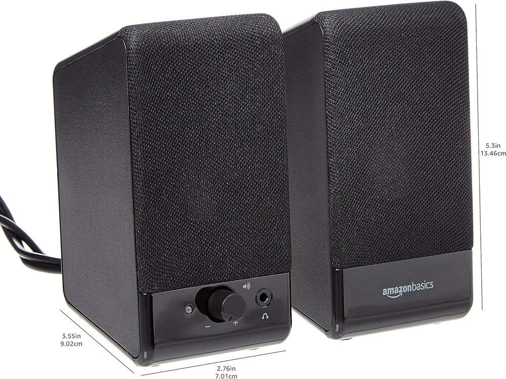 Amazon Basics Computer Speakers for Desktop / Laptop PC USB-Powered Black 2.1 W