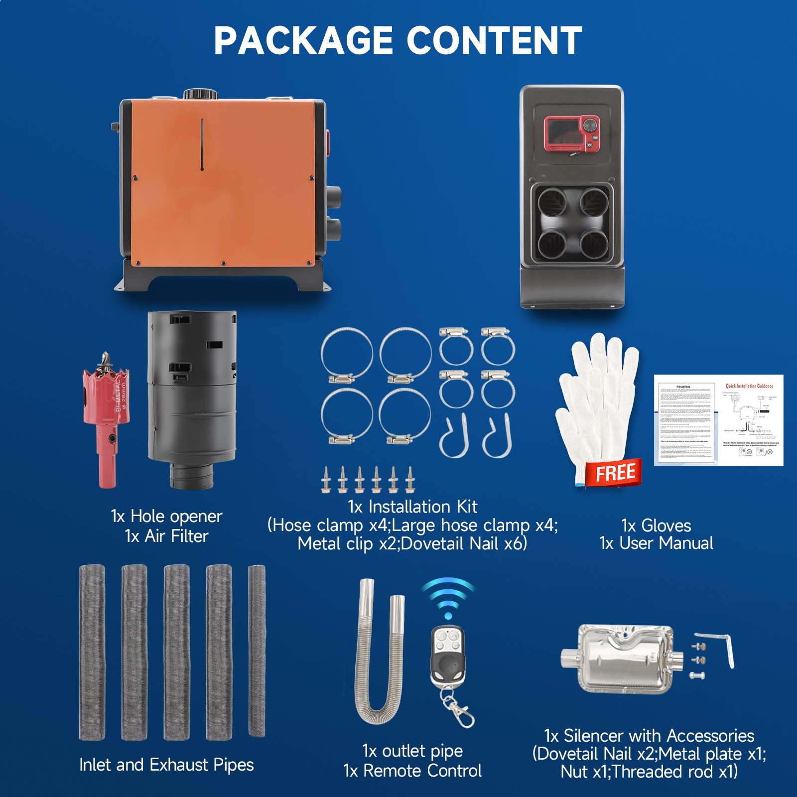 Diesel Air Heater All-in-one 12V 8KW Bluetooth LCD for Car RV Indoors