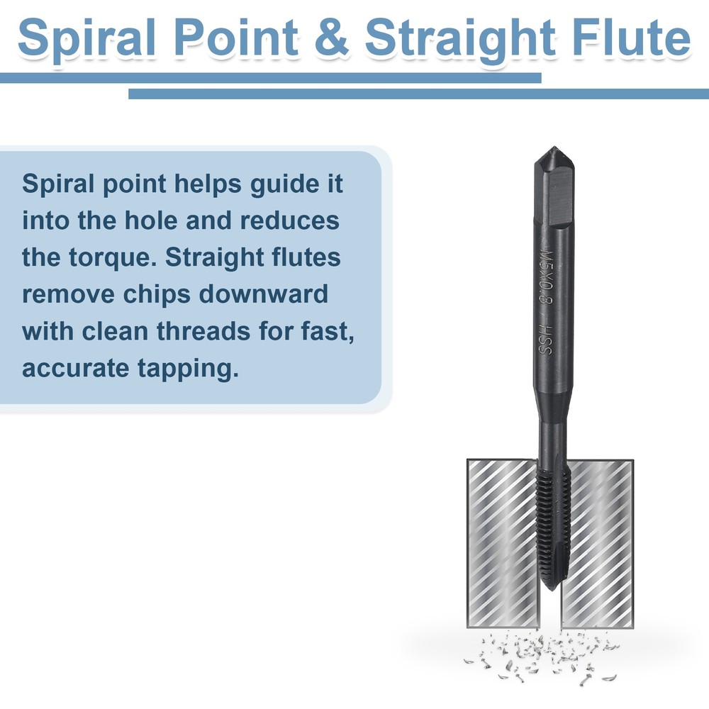 Spiral Point Threading Tap M5 x 0.8 Thread Nitriding HSS 10pcs