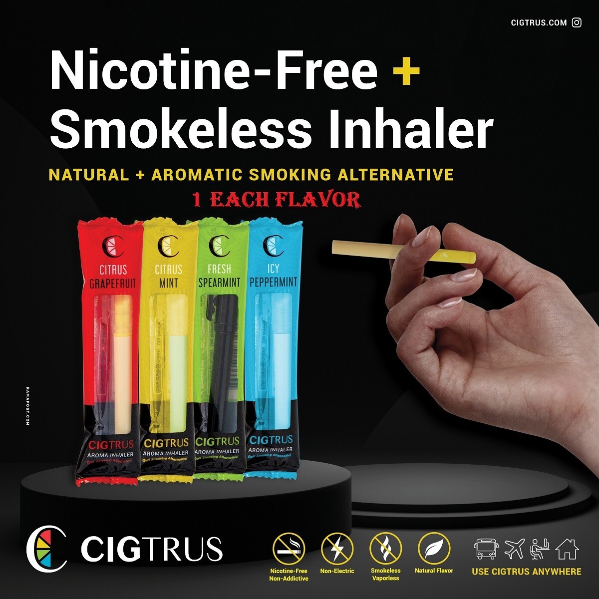 Nicotine-Free Smokeless Air Puffer Oral Fixation Cravings Relief4 Flavor Variety