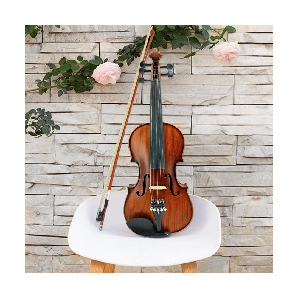 Acoustic Electric Violin 4/4 Full Size, 5 string Solid Maple Spruce with Ebon...