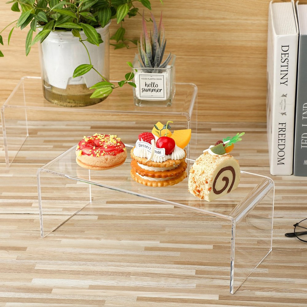 4 Pcs 11 Inch Acrylic Display Risers Rectangular Clear Cupcake Stand Holder L...