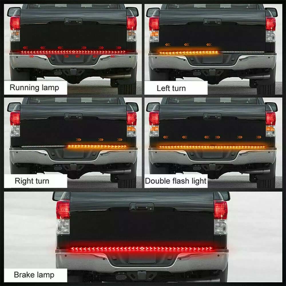 LED Tailgate Light Bar 60" Triple Row 5-Function Strip for Pickup Trailer SUV SS