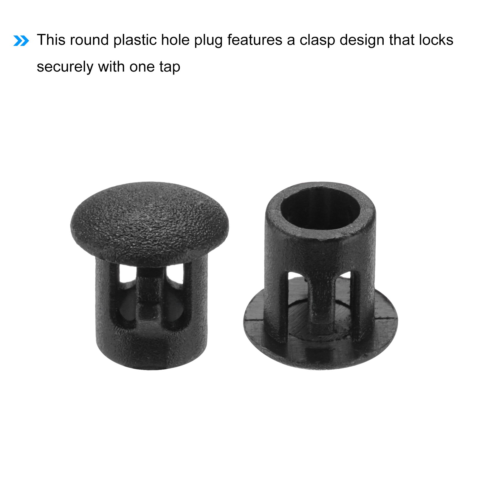 32Pcs 7mm(1/4") Black Nylon Plastic Round Locking Hole Plugs Insert End Caps