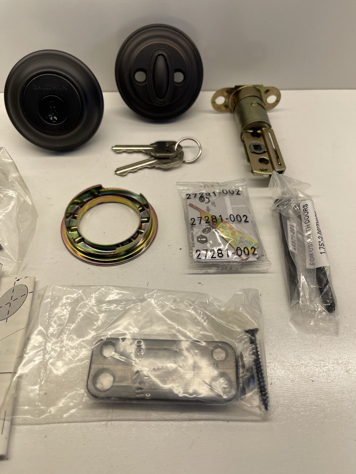 BALDWIN DEADBOLT Aged Bronze Single Sided Cylinder DEADBOLT (2 Keys)