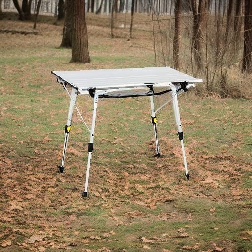 Adjustable Folding Camping Table with Rolling Aluminum Top - 35.4"