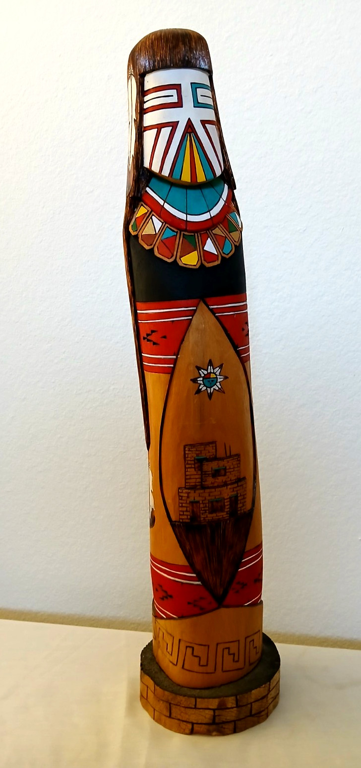 Authentic Hopi Navajo Fully Carved Cottonwood Shalaka Kachina 23" Stenson Walker