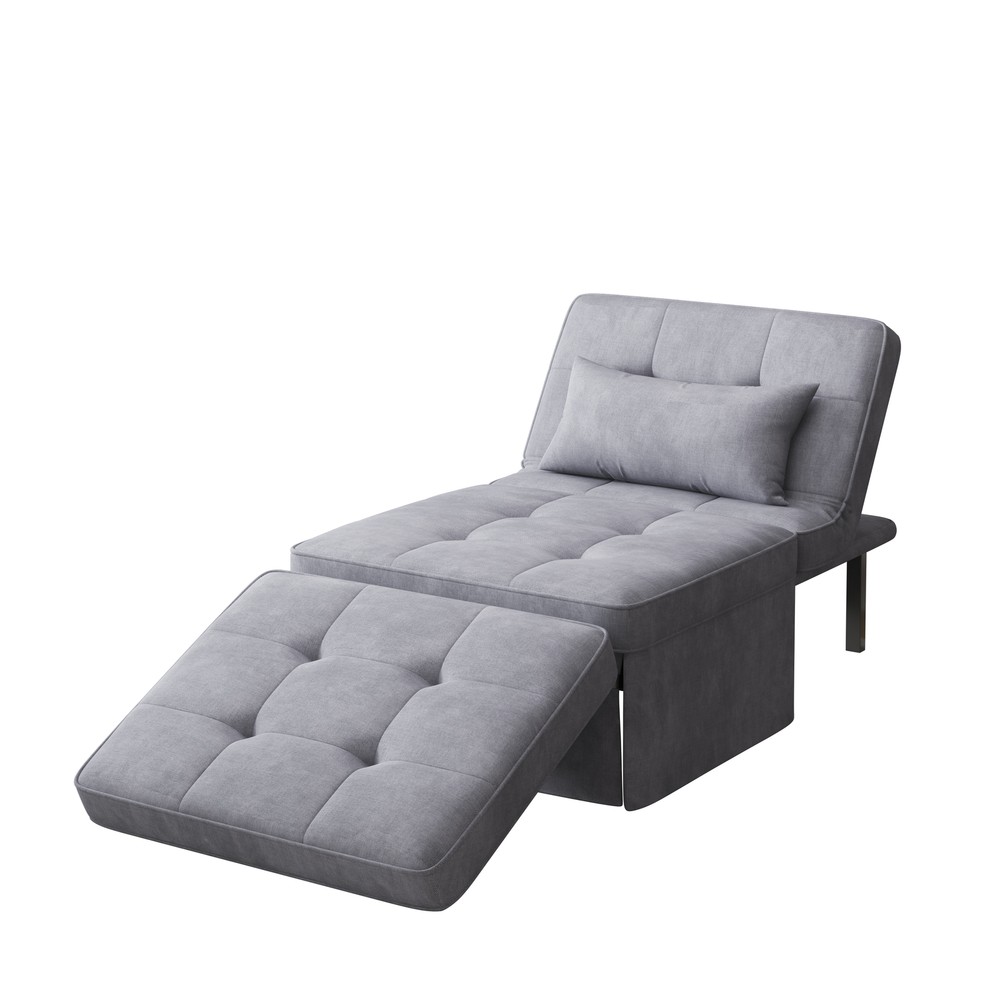4 In 1 Folding Ottoman Polyester Blend Couch Bed With Adjustable Backrest Chair