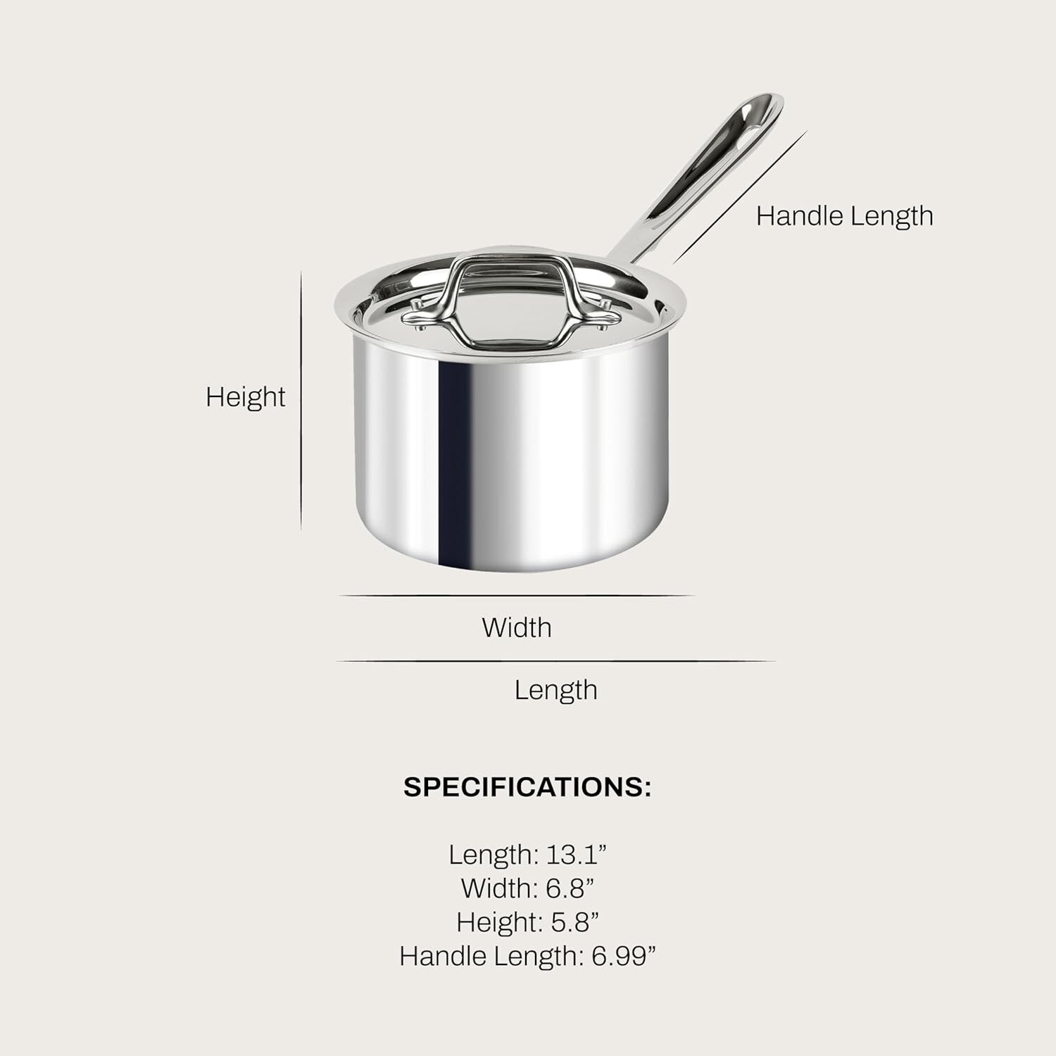 All-Clad D3 3-Ply Stainless 2-qt Sauce Pan, Induction, Oven & Broiler Safe 600F