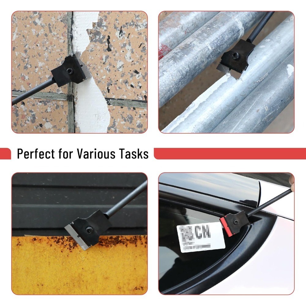 Long Handle Razor Scraper Tool, 11-Inch Extension Window Scraper with 3 Double