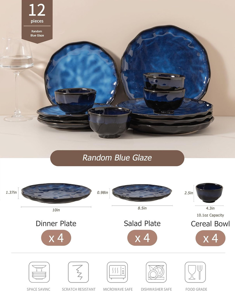 Dinnerware Sets Plates and Bowls Sets Modern Plates,Ceramic Dinnerware Sets,12 P