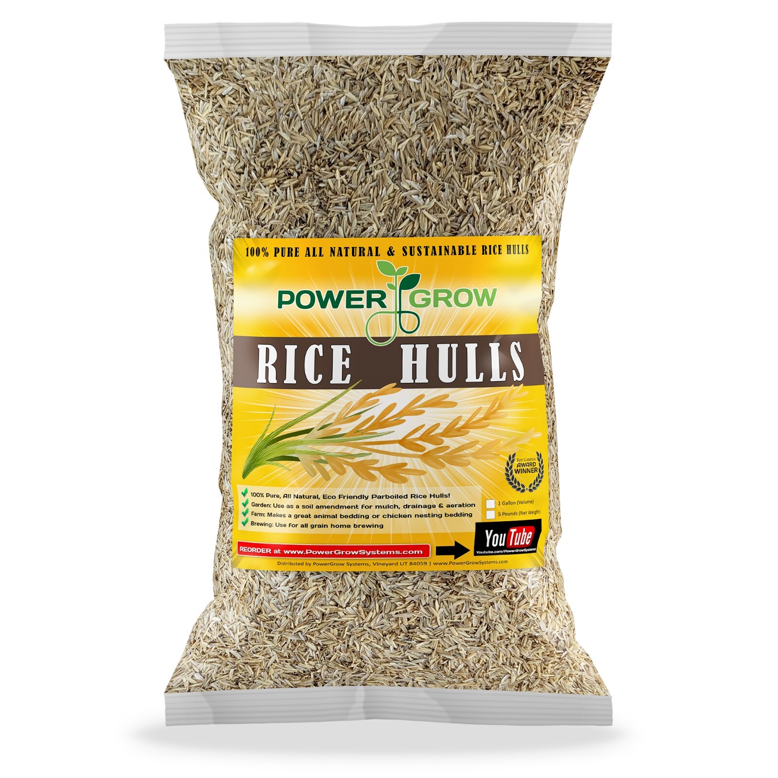 RICE Hulls - Premium 100% All Natural Rice Hulls (1 Gallon) Bulk Husks