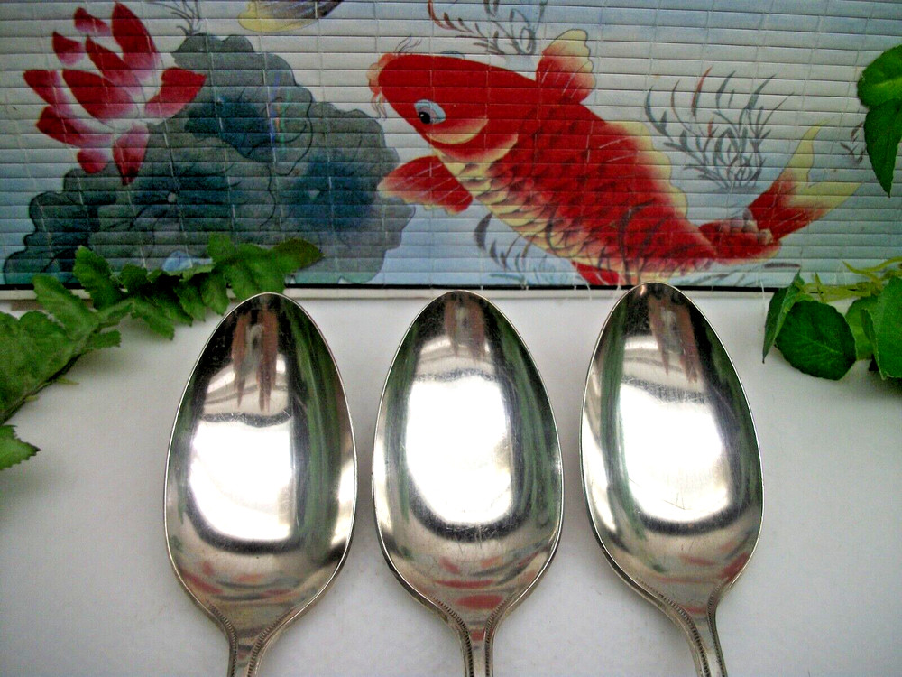 3 Oneida Community Silver GROSVENOR Silverplate Solid Serving Spoons 1921