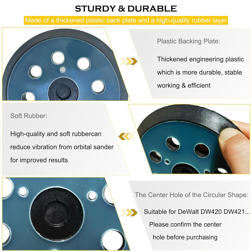 Standard 5" Hook and Loop Replacement Sander Pad for Porter Cable 343/343K, 390/