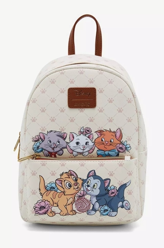 NEW! Loungefly Disney Cats Floral Mini Backpack w/ Aristocats Figaro & Oliver
