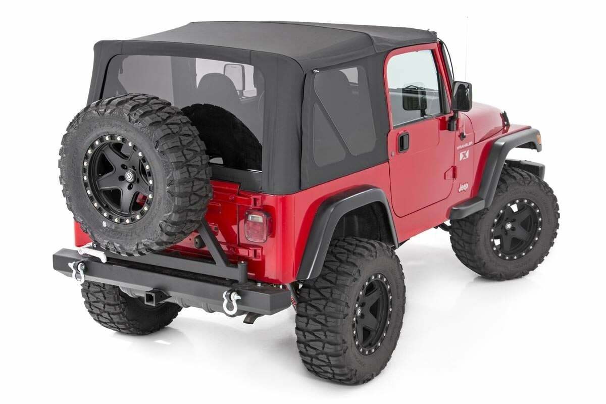 Rough Country for Wrangler YJ Replacement Soft Top Black 87-95-Half Steel Doors