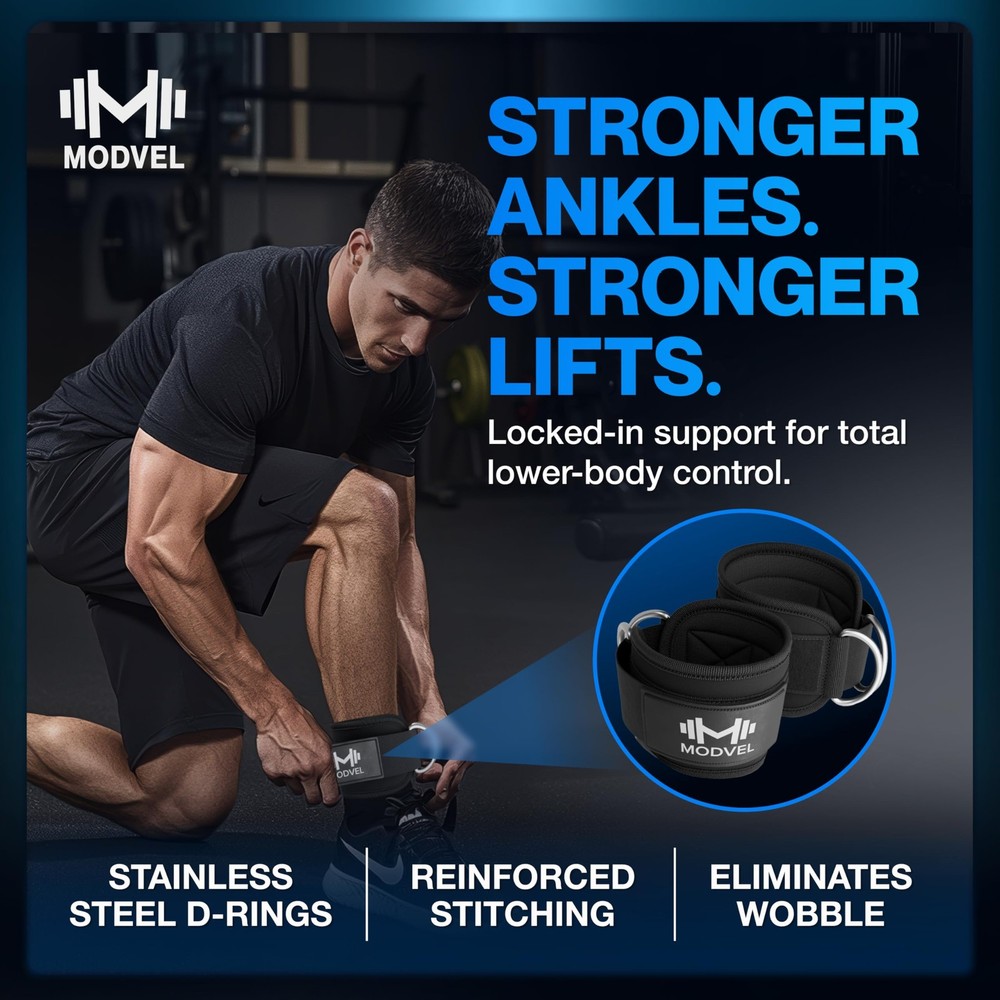 Modvel Ankle Strap (Single) for Cable Machine – 18 x 3 Inches, Black