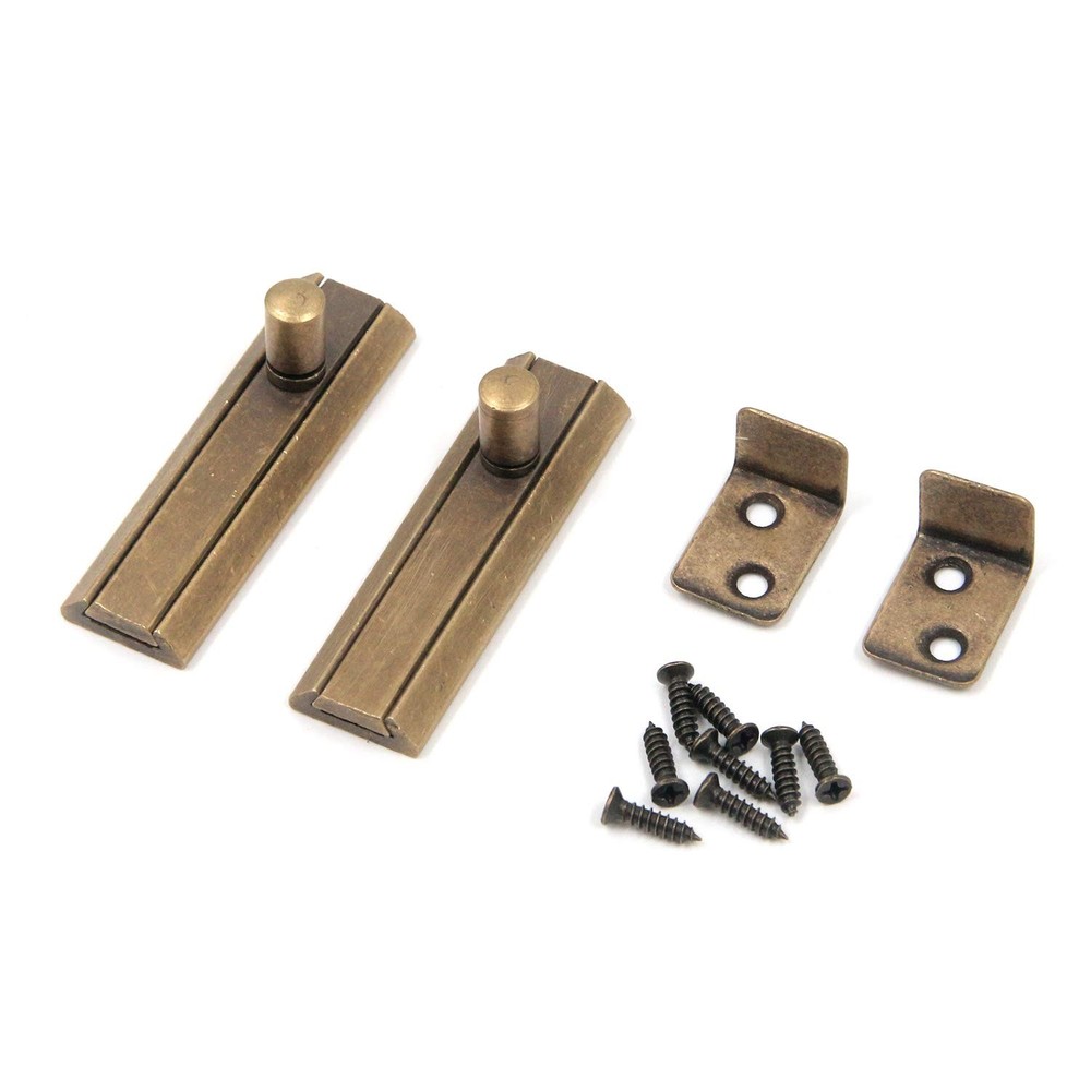 Bitray 2PCS Slide Bolt Latch 2-inch Solid Brass Antique Door 2”, Bronze Tone