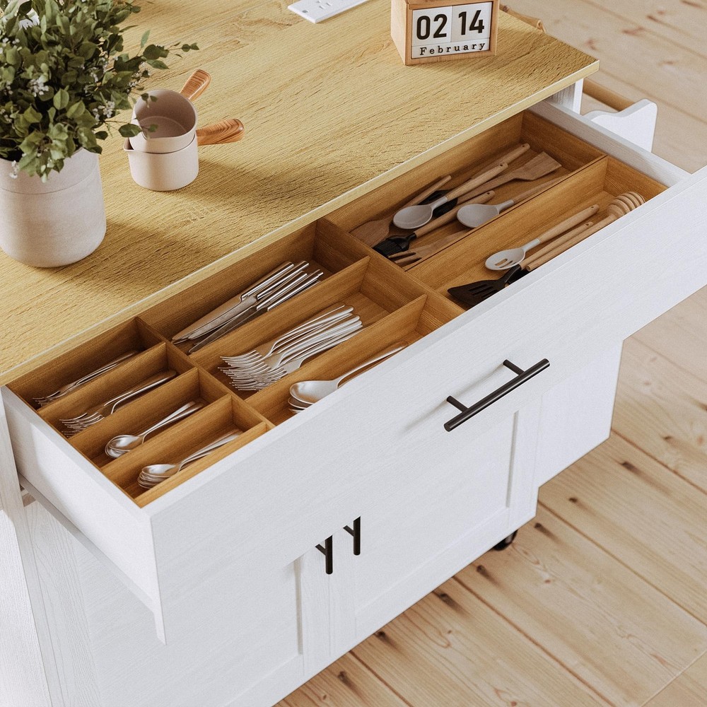 Kitchen Island with Storage, Rolling Kitchen Island on Wheels with Drop Leaf,...