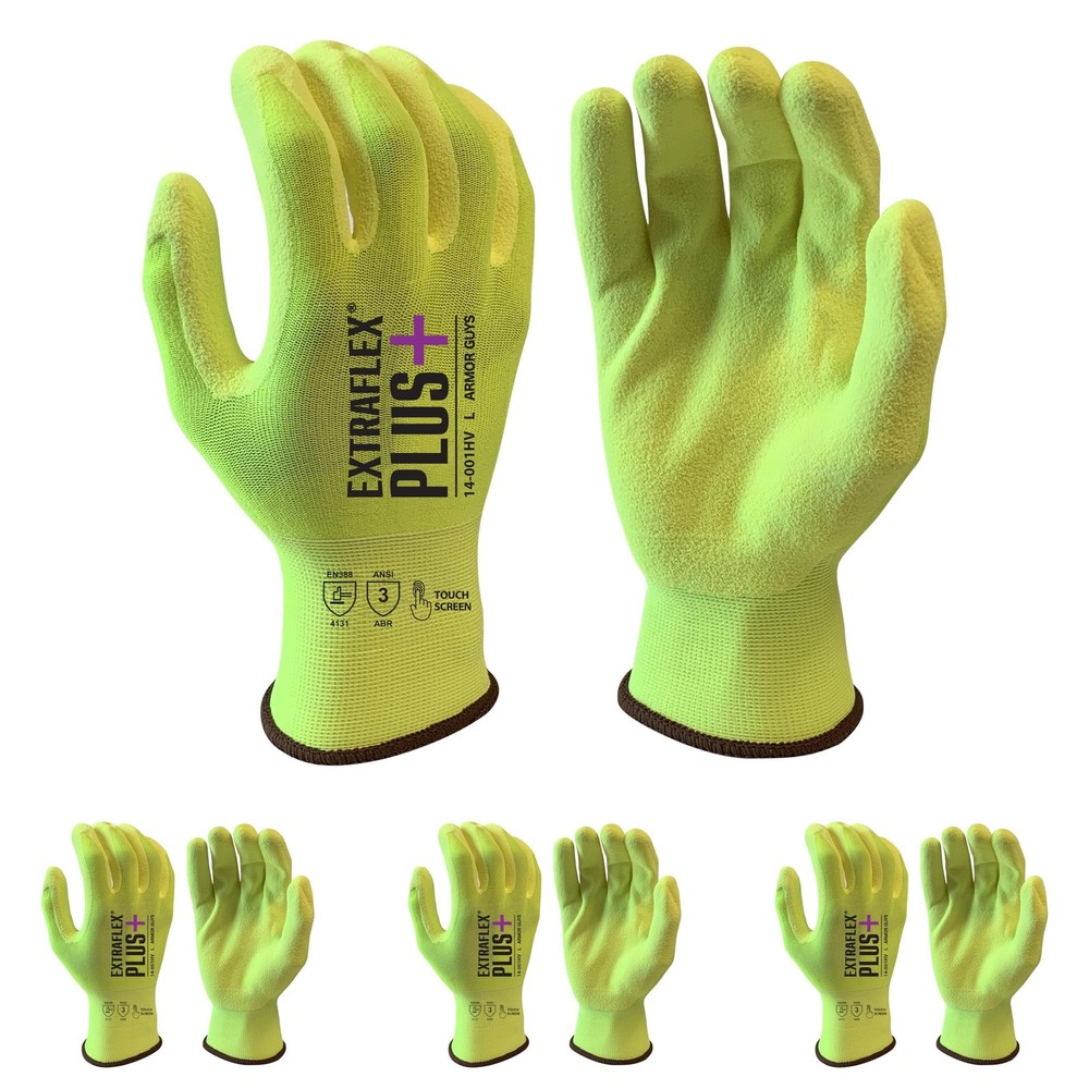 Armor Guys Extraflex Plus Protective Work Gloves – Hi Vis Nylon Liner, Nit