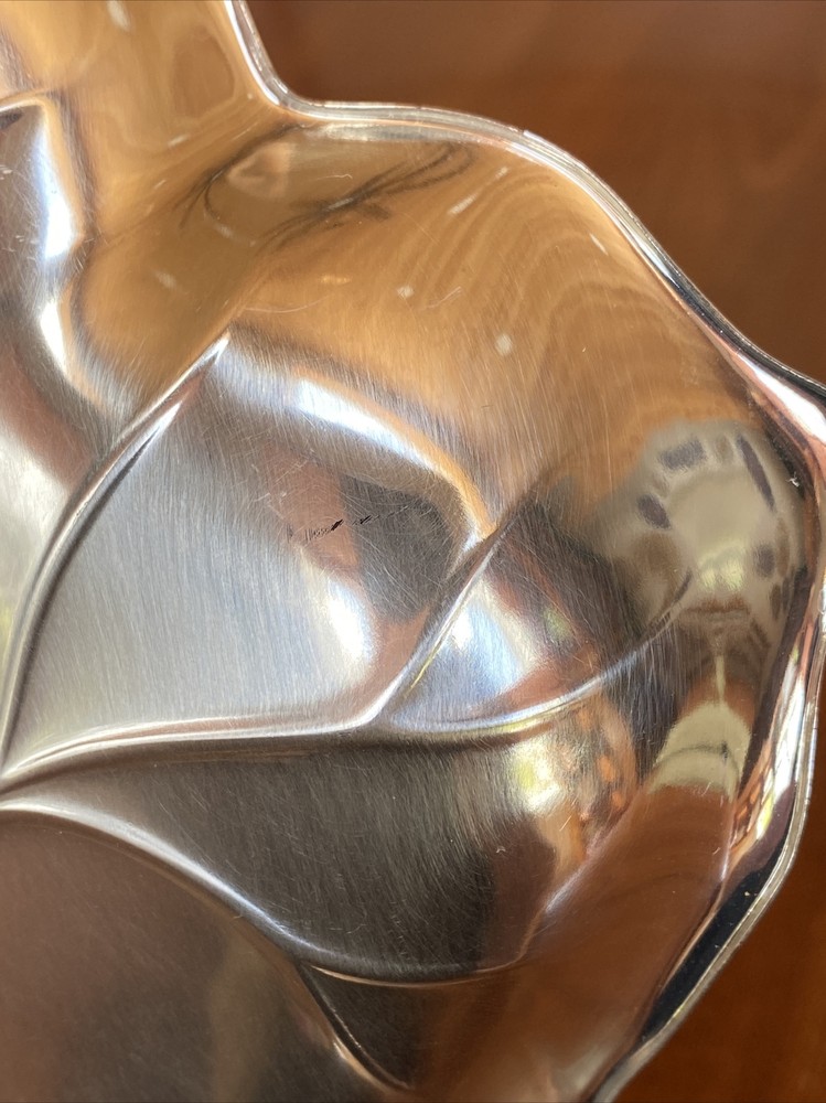 WMF Germany EP BRASS Brushed SilverPlate Footed Grapes 🍇 Handled Leaf Vein Dish