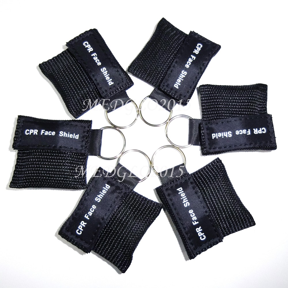 100pcs CPR FACE SHIELD WITH KEYCHAIN BAG EMERGENCY MASK AED FIRST AID TRAINING