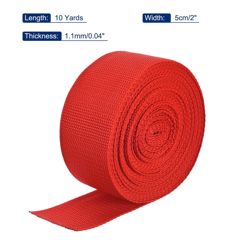 Lightweight Polypropylene Webbing Strap 5cm 10 Yard Orange Red