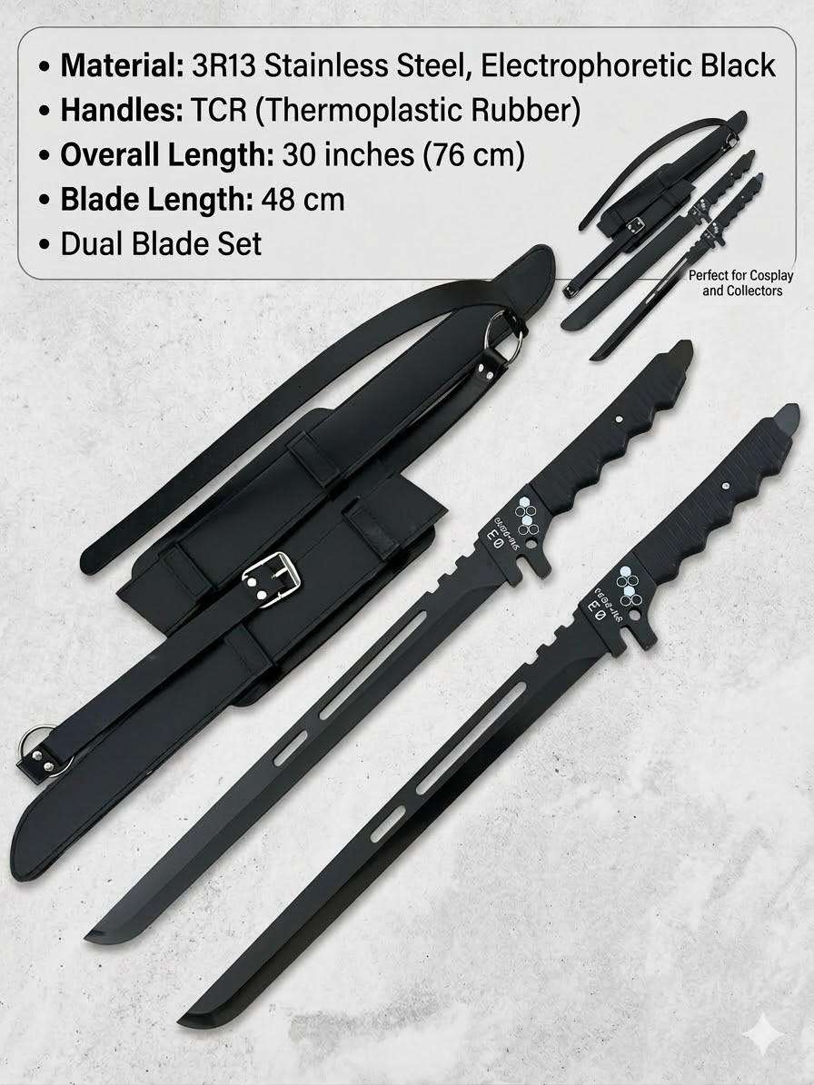 30"KAIJU NO.8|SOSHIRO HOSHINA'S DUAL SWORDS and sheath,steel blade/not sharp