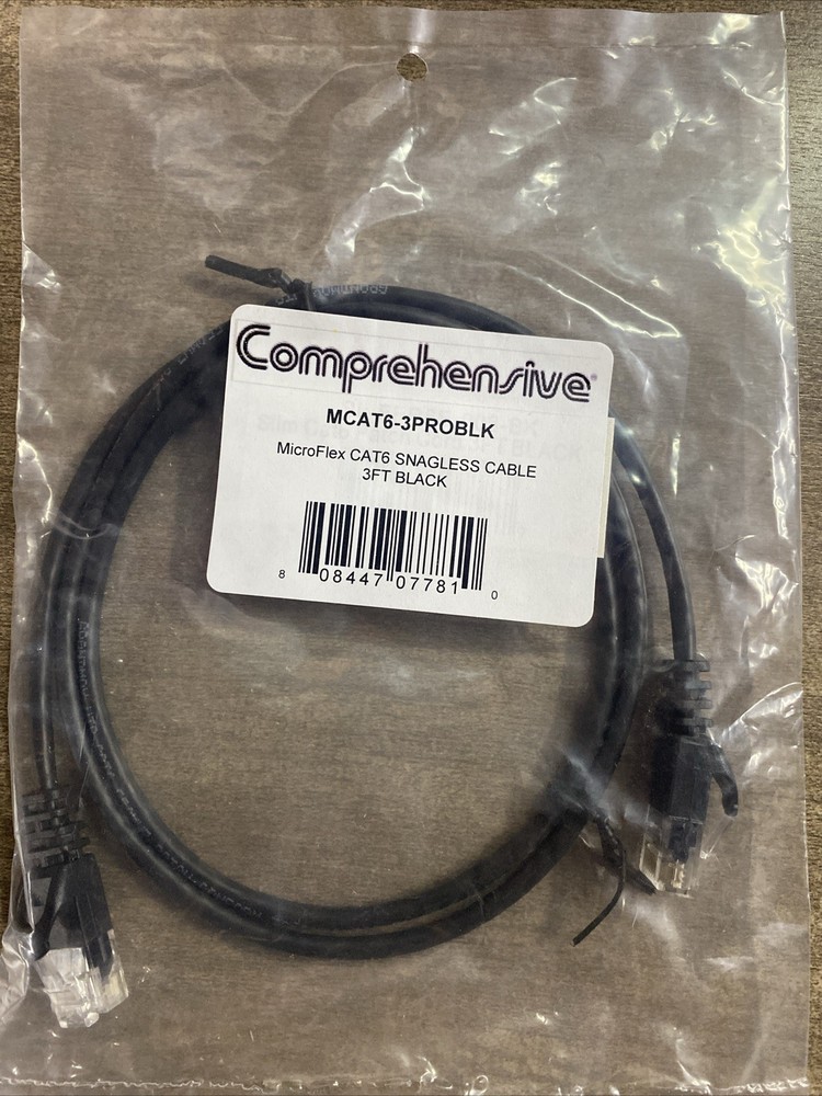 Comprehensive, MCAT6-3PROBLK 3ft Patch Cable