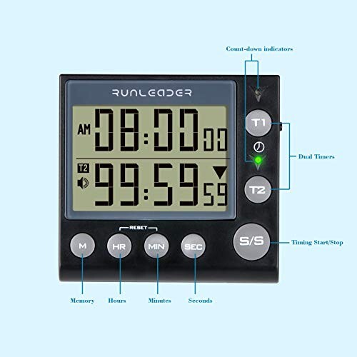 Digital Kitchen Timer/Clock, Alarm Cooking Positive Count Down with Magnetic