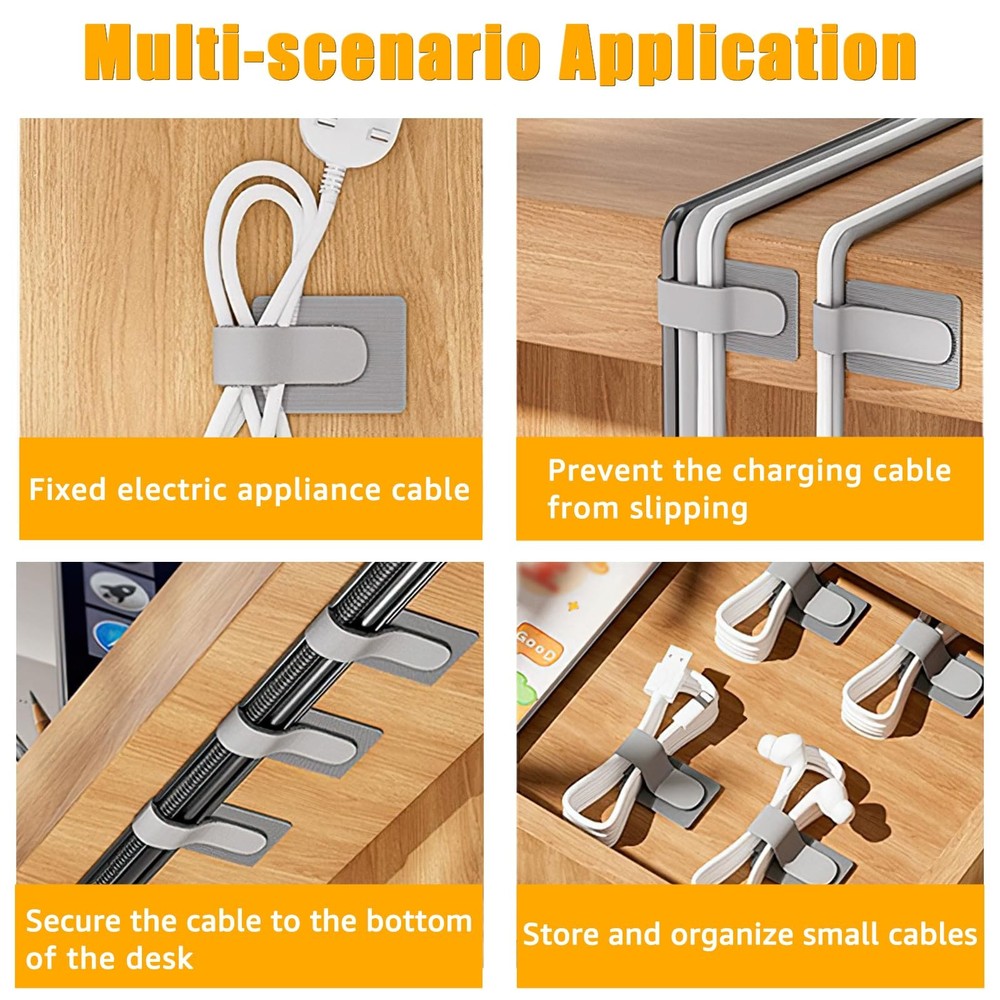 80PCS Hook and Loop Cable Straps, Cable Management Under Desk, Adhesive Cable...