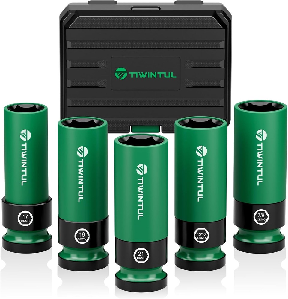 1/2" Wheel Protector Impact Socket Set, 5Pcs Non-Marring Lug Nut Socket Set, CR-