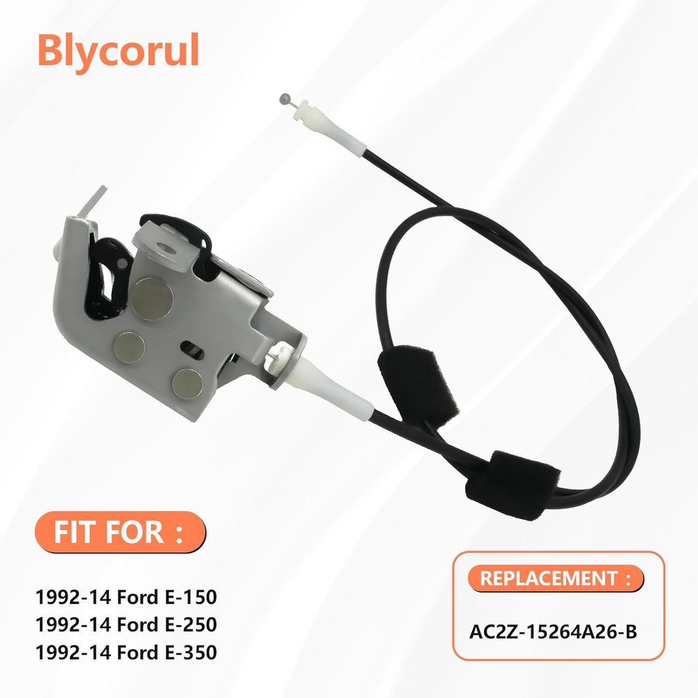 Side Door Latch with Cable Compatible with 1992-2014 Ford E150 E250 E350 Econoli