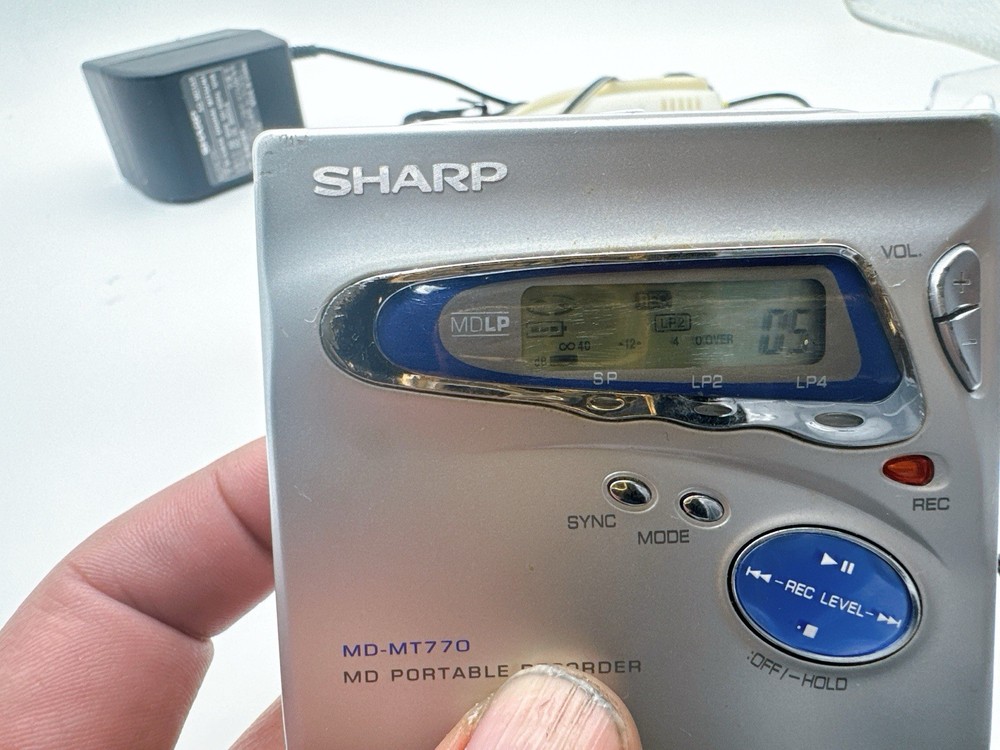 Sharp MD-MT770 Silver MiniDisc MDLP Recorder Player Remote Dock Tested