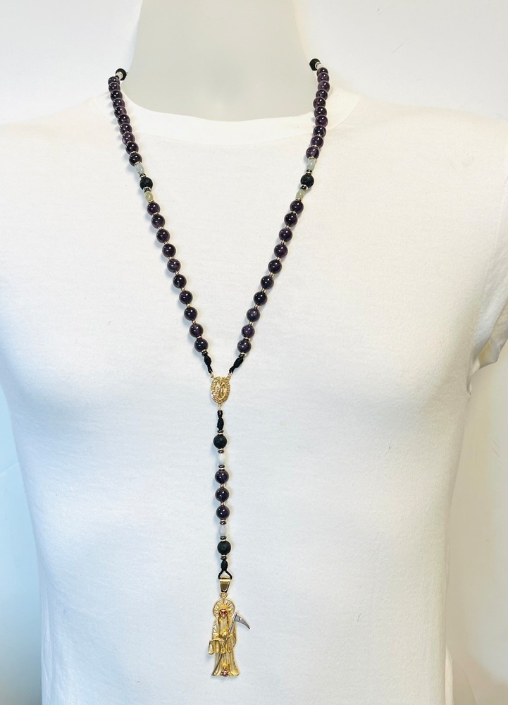 Violet Amethyst Holy Death Rosary