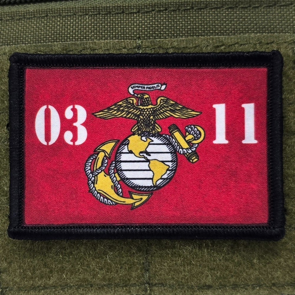 0311 Marines Patch Moral Tactical Military Semper Fi USA Flag Hook & Loop 3x2