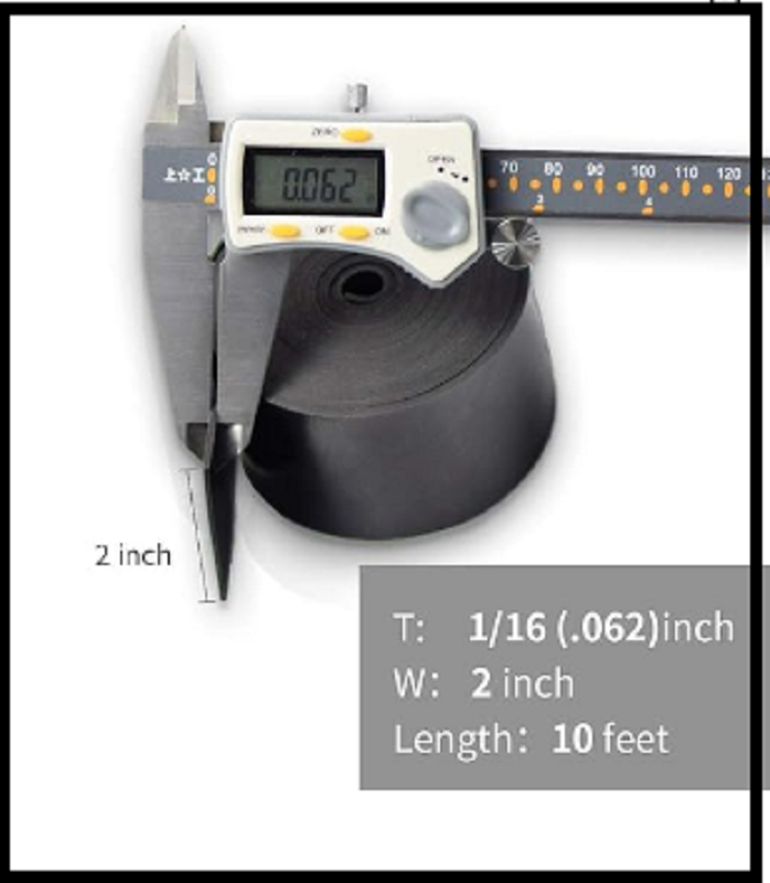 Thin Neoprene Rubber Strip 1/16 (.062) Thick X 2 Wide X 110 LongSolid Rubber