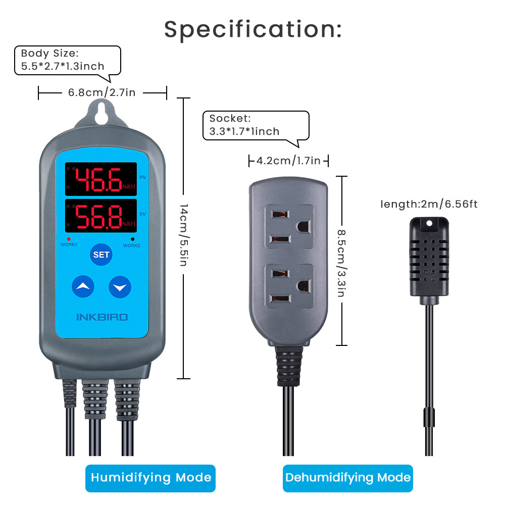 Inkbird Reptile Humidifiers Humidity Control Humidistat Fogger Mushroom Growing