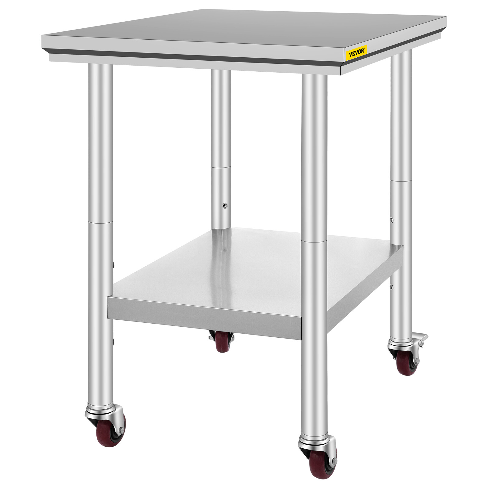 VEVOR Stainless Steel Work Table with Wheels 24x30 Inch Kitchen Food Prep Table