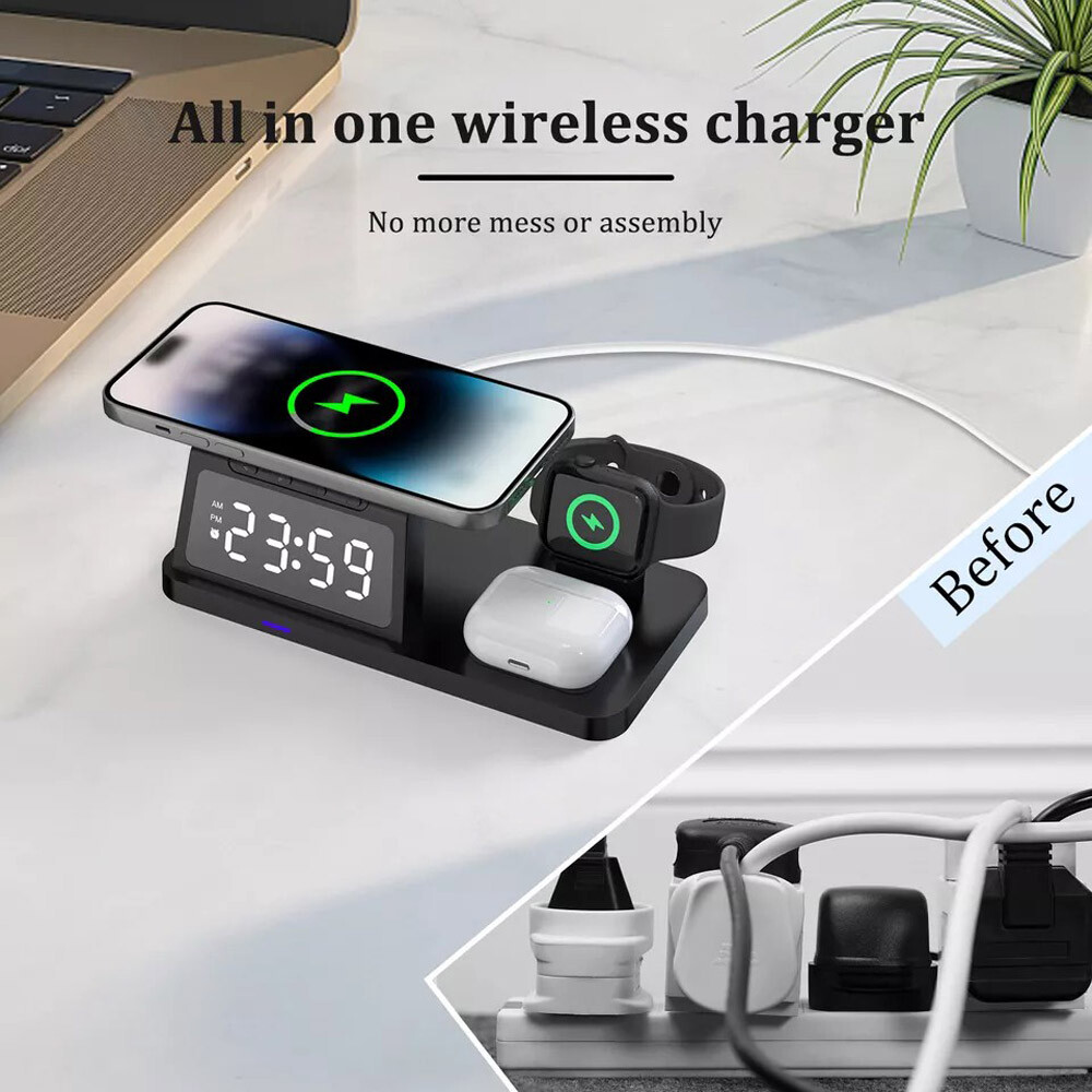 4in1 Fast Wireless Charger Station Dock For Apple Watch iPhone 16 15 14 Pro Max