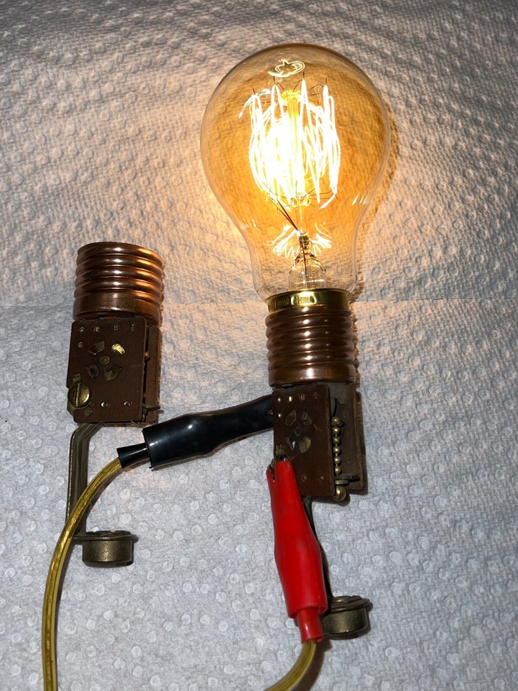 1920’s Antique Pull Chain Candlestick k Socket Arrow (Pair)