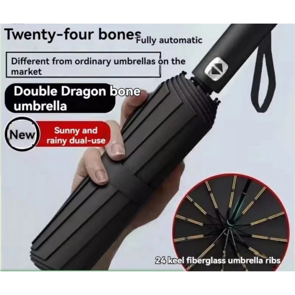 High-Quality 24-Rib Automatic Umbrella – Storm-Resistant, Large and Windproof