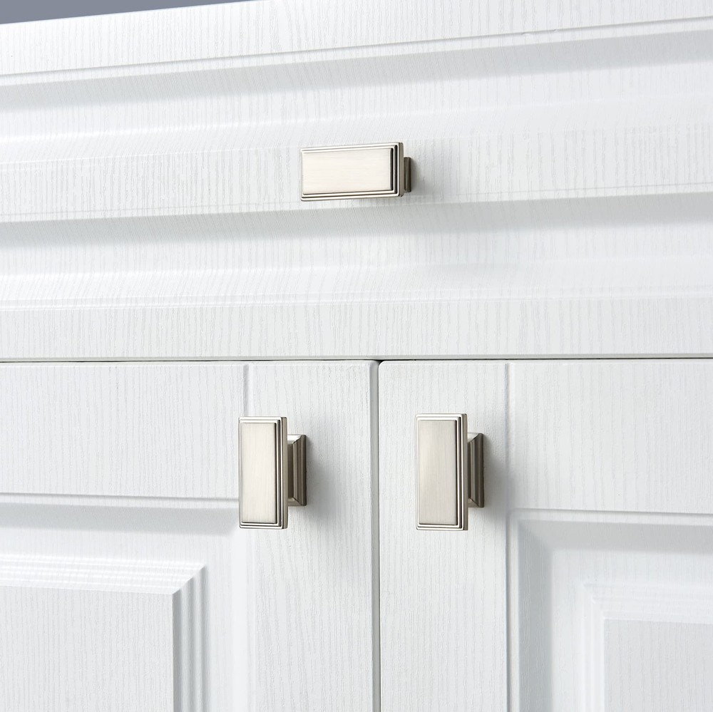 Rectangle Knobs - 10 Pack / 1.8 Inch(45mm), /Brushed Nickel Knobs for Cabinet...