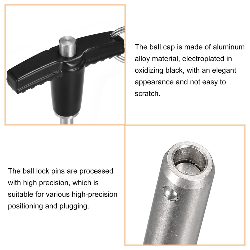 T Handle Locking Pins, Push-Button Quick Release Pin with Lanyard (6mm-60mm)