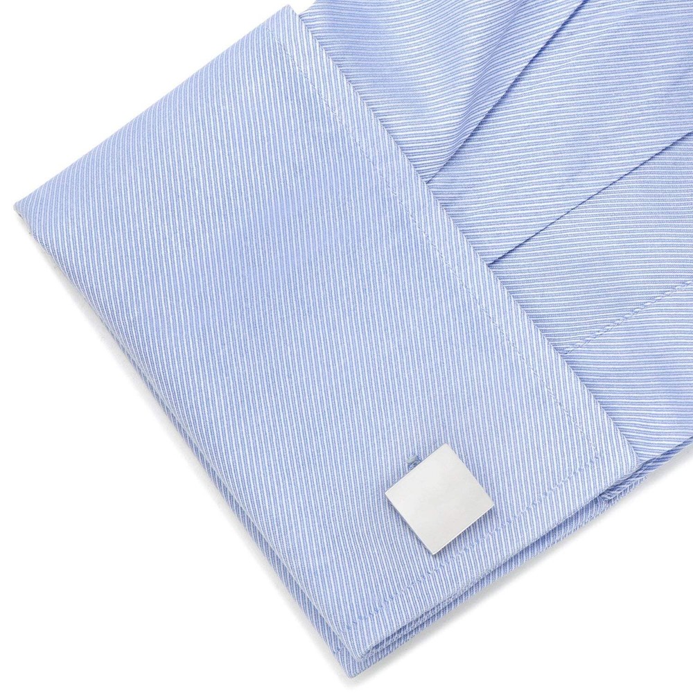 Sterling Silver Infinity Edge Square Engravable Cufflinks
